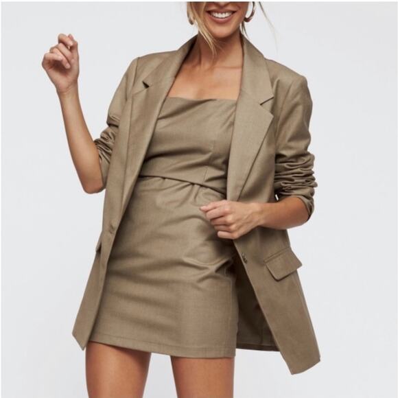 Lioness West Village Blazer Women's XL Tan Office Siren Career Preppy Academia - Picture 1 of 11